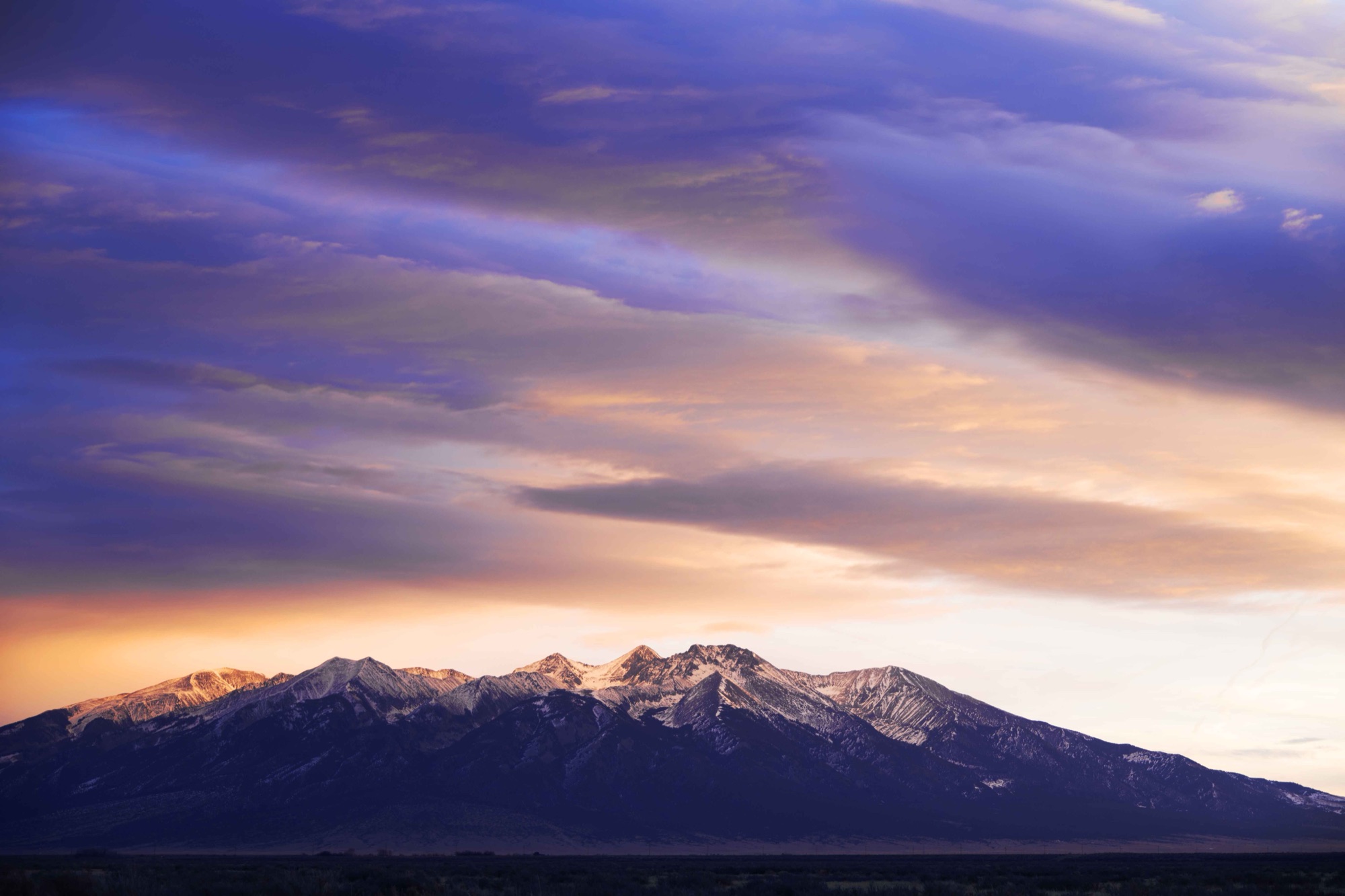 Tight view of Blanca Peak at sunrise